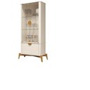 Ver imagem 3 de Kit 2 Peças com Cristaleira e Buffet Cantos Curvos com Vidro 100% MDF e Madeira Maciça Buriti Branco