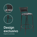 Ver imagem 4 de Kit 4 Banquetas para Balcão Cozinha Gourmet Junco Preto Bancada Ilha Banco 60cm Itagold