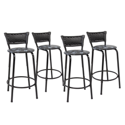 Kit 4 Banquetas para Balcão Cozinha Gourmet Junco Preto Bancada Ilha Banco 60cm Itagold - 1