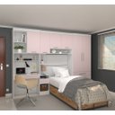 Ver imagem 1 de Guarda Roupa Modulado de Solteiro Alpes Branco com Rosa 5 Peças - Luciane