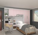 Ver imagem 1 de Guarda Roupa Modulado de Solteiro Alpes Branco com Rosa 5 Peças - Luciane
