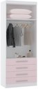 Ver imagem 3 de Guarda Roupa Modulado de Solteiro Alpes Branco com Rosa 5 Peças - Luciane