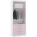 Ver imagem 3 de Guarda Roupa Modulado de Solteiro Alpes Branco com Rosa 5 Peças - Luciane