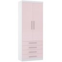 Ver imagem 2 de Guarda Roupa Modulado de Solteiro Alpes Branco com Rosa 5 Peças - Luciane