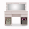 Penteadeira Camarim Clean Barata 5 Gaveta 2 Portas com Espelho e Led Mdf Rosa Acetinado - 1