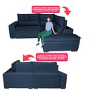 Ver imagem 4 de Sofá de Canto 2.60x2.36m Retrátil e Reclinável com Molas Cama inBox Platinum Direito Suede Azul
