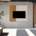 Ver imagem 6 de Rack com Painel para TV até 60 Polegadas Ripado com Pés em Madeira Maciça 100% MDF 136CMX154CM Boto