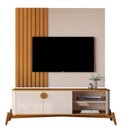 Ver imagem 2 de Rack com Painel para TV até 60 Polegadas Ripado com Pés em Madeira Maciça 100% MDF 136CMX154CM Boto Espresso Móveis Bege