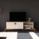 Ver imagem 4 de Rack com Painel para TV até 60 Polegadas Ripado com Pés em Madeira Maciça 100% MDF 136CMX154CM Boto