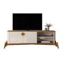 Ver imagem 5 de Rack com Painel para TV até 60 Polegadas Ripado com Pés em Madeira Maciça 100% MDF 136CMX154CM Boto Espresso Móveis Bege
