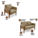 Ver imagem 5 de Kit 1 Sofá Namoradeira e 2 Poltronas Lana Suede Base de Madeira - D’Rossi Marrom Rato