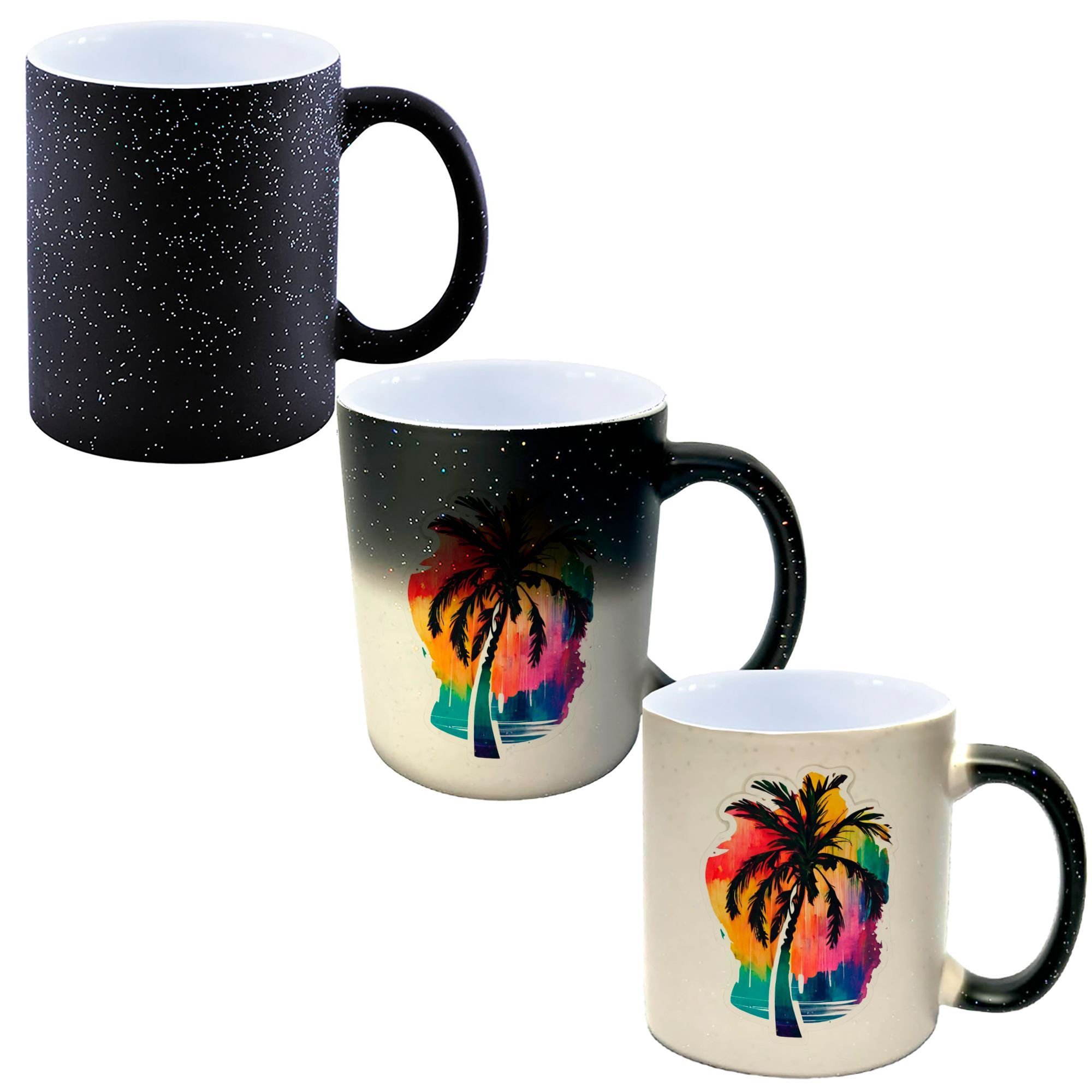 Caneca Mágica Glitter Muda de Cor Y2 Beach Color Coqueiro - 1
