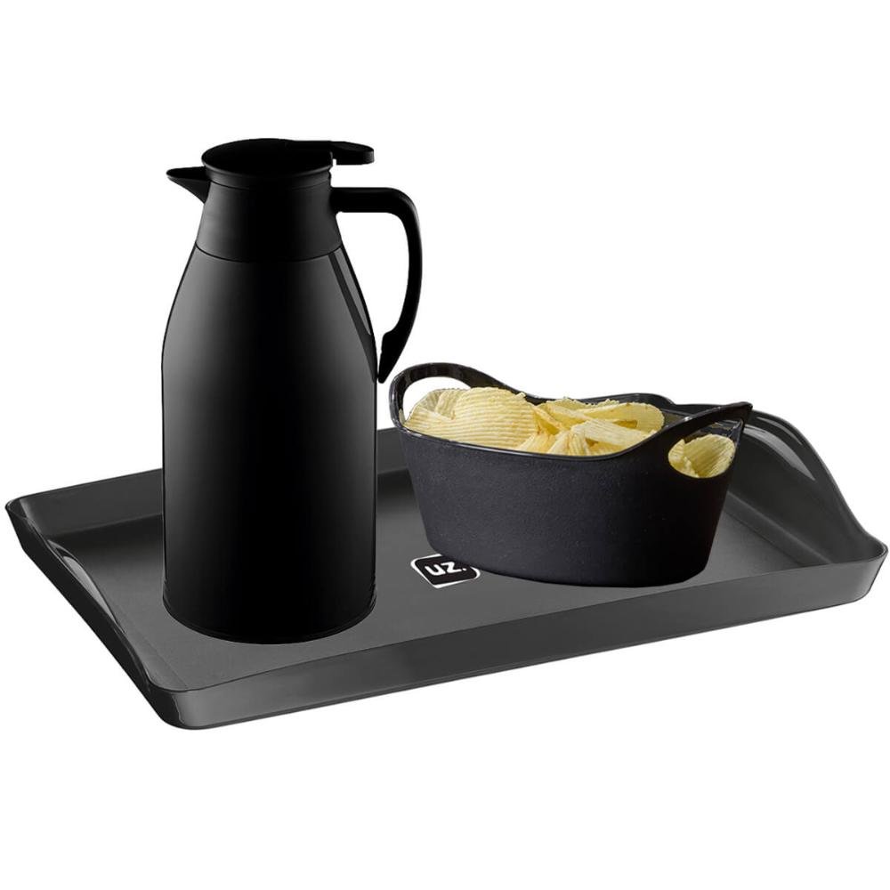 Kit 48 Bandejas para Servir de Plástico Plus Uz Retangulares Pretas Café Restaurante Self Service - 3