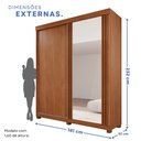 Ver imagem 4 de Guarda-Roupas 2 Portas 3 Gavetas com Pés com Espelho Blumenau Marrom/Cinamomo