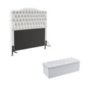 Ver imagem 1 de Kit Cabeceira Decorativa Para Cama Box Pollux e Calçadeira Sagitarius 140 Casal Couro Artificial Bra
