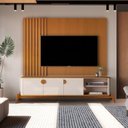 Ver imagem 1 de Rack com Painel Ripado para TV até 70 Polegaas Buriti com Pés em Madeira Maciça