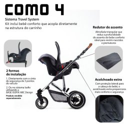 Travel System como 4 Diamond Carrinho + Moisés + Bebê - 9