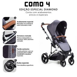 Travel System como 4 Diamond Carrinho + Moisés + Bebê - 7