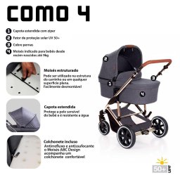 Travel System como 4 Diamond Carrinho + Moisés + Bebê - 8