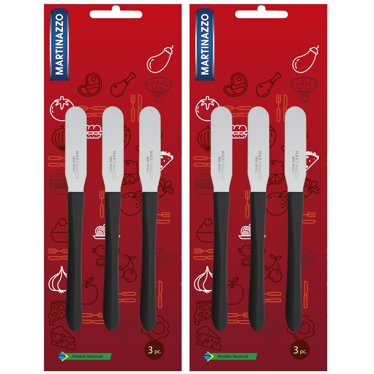 Kit 6 Espátulas Para Manteiga Patê Geleia 17,5cm Espátulas De Inox Com Cabos Pretos - 4