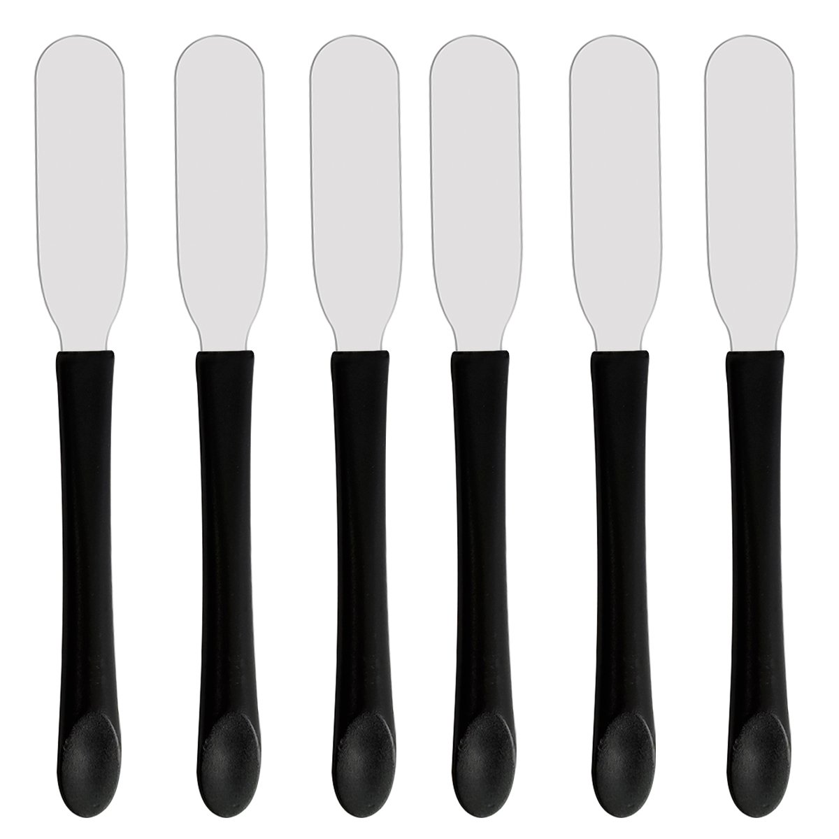 Kit 6 Espátulas Para Manteiga Patê Geleia 17,5cm Espátulas De Inox Com Cabos Pretos - 1