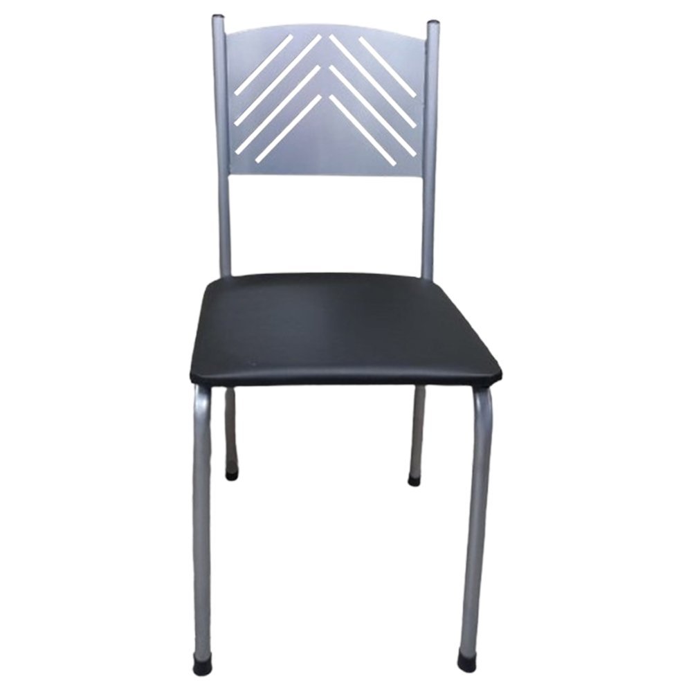 Kit 2 Cadeira Prata para Cozinha Jantar com Assento Preta Medcombo - 4