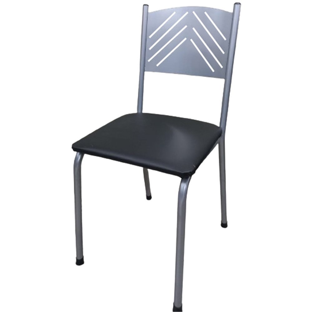 Kit 2 Cadeira Prata para Cozinha Jantar com Assento Preta Medcombo - 2