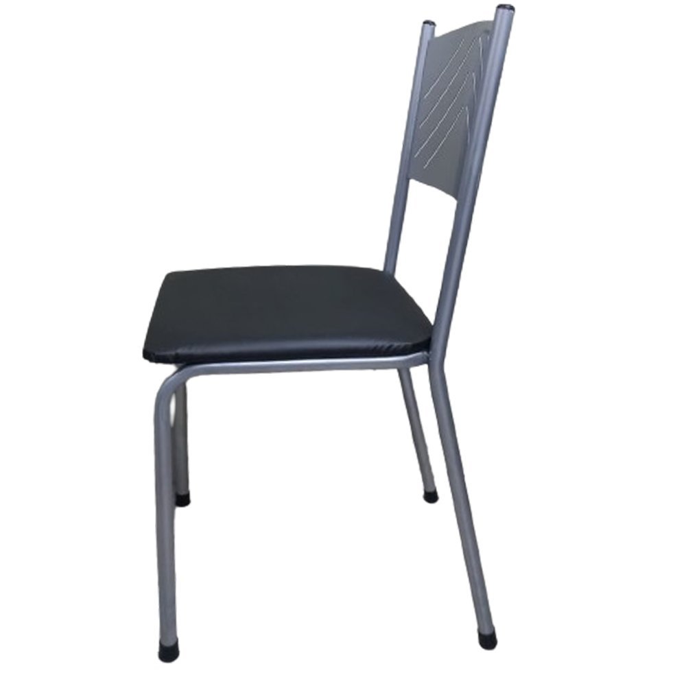 Kit 2 Cadeira Prata para Cozinha Jantar com Assento Preta Medcombo - 5