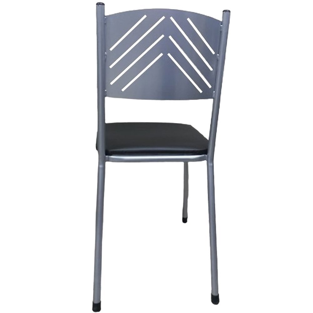 Kit 2 Cadeira Prata para Cozinha Jantar com Assento Preta Medcombo - 7