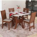 Ver imagem 1 de Conjunto Mesa Mabelly Quadrada com 4 Cadeiras Paraty - Bagum Bege Naturalle e Off