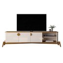 Ver imagem 3 de Rack com Painel Ripado para TV 70 Polegadas 136cmx195cm Pés Madeira MDF Off White/Nature Buriti