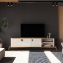 Ver imagem 4 de Rack com Painel Ripado para TV 70 Polegadas 136cmx195cm Pés Madeira MDF Off White/Nature Buriti