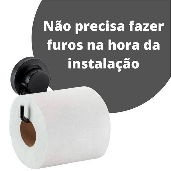 Suporte para Papel Higienico com Ventosa Preto Fosco Future - 2