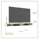 Ver imagem 7 de Rack Suspenso Sala Tv até 70 Polegadas Home Decoração Sala Quarto 2 Nichos Slim