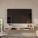Ver imagem 1 de Rack Suspenso Sala Tv até 70 Polegadas Home Decoração Sala Quarto 2 Nichos Slim