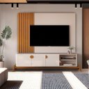 Ver imagem 2 de Rack com Painel para TV até 75 Polegadas Ripado Real com Pés em Madeira Maciça 100% MDF 190,5CMX195C