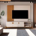 Ver imagem 2 de Rack com Painel para TV até 75 Polegadas Ripado Real com Pés em Madeira Maciça 100% MDF 190,5CMX195CM Boto Espresso Móveis Bege