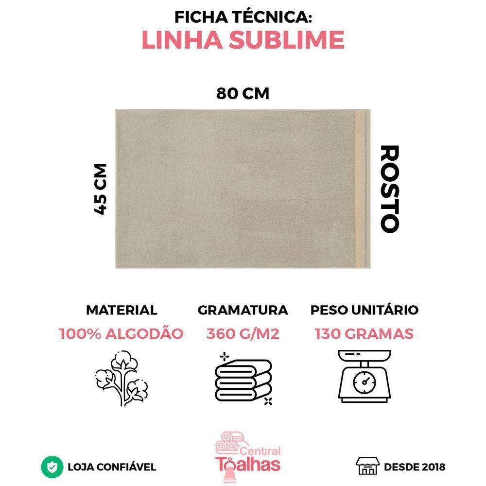 Kit 3 Toalhas de Rosto Sublime 45x80cm - Central Toalhas - Kit 5 - 4