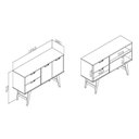 Ver imagem 4 de Aparador para Sala de Estar 2 Portas e 2 Gavetas Bege/Mel/Off White