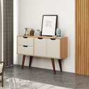 Ver imagem 1 de Aparador para Sala de Estar 2 Portas e 2 Gavetas Bege/Mel/Off White