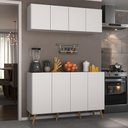 Ver imagem 1 de Kit Armário de Cozinha Aéreo e Balcão 4 Portas Retrô Multimóveis Mp2170 Branco/natural