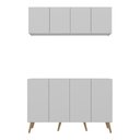 Ver imagem 5 de Kit Armário de Cozinha Aéreo e Balcão 4 Portas Retrô Multimóveis Mp2170 Branco/natural