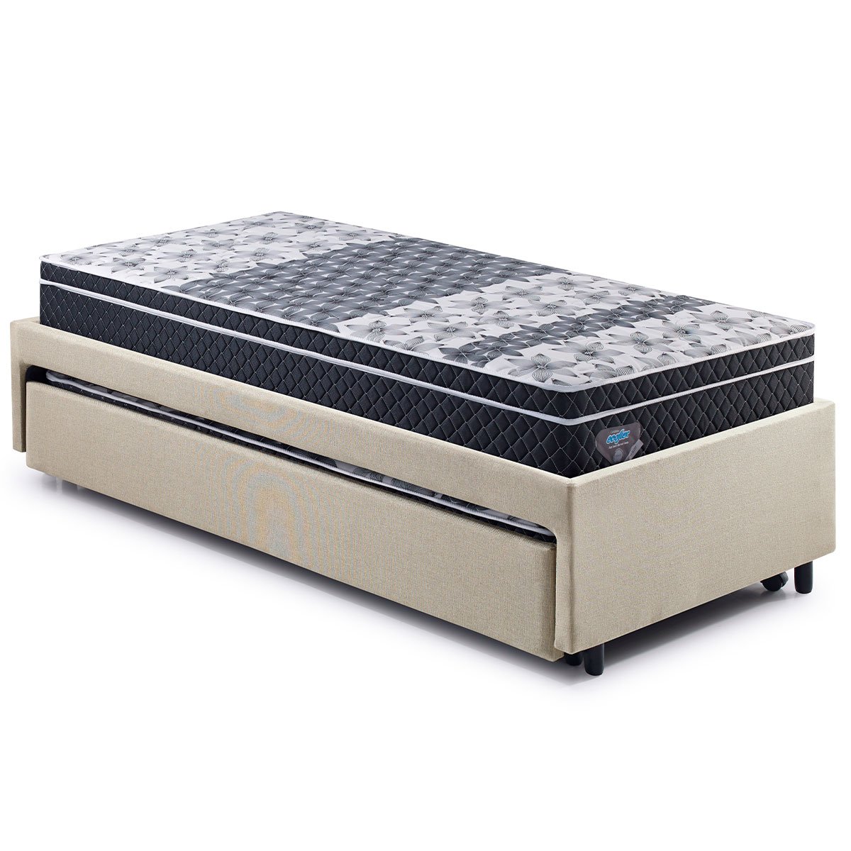 Bicama Box Solteirão Courino Linho Bege 96x203 com Dois Colchões Gransleep Molas Verticoil Ecoflex - 5