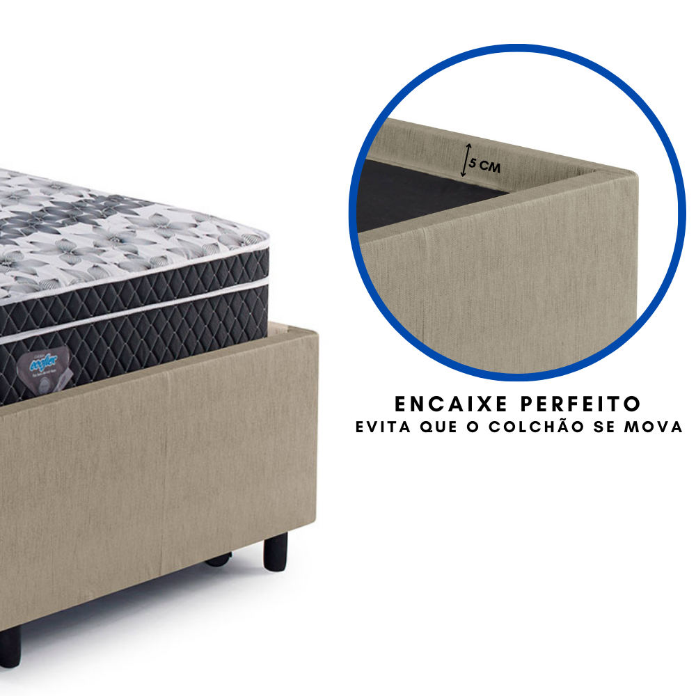 Bicama Box Solteirão Courino Linho Bege 96x203 com Dois Colchões Gransleep Molas Verticoil Ecoflex - 9