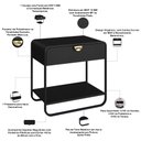 Ver imagem 5 de Mesa de Cabeceira Industrial Orgânico 1 Gaveta Alek A03 Nero Preto - Lyam Decor