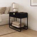 Ver imagem 3 de Mesa de Cabeceira Industrial Orgânico 1 Gaveta Alek A03 Nero Preto - Lyam Decor