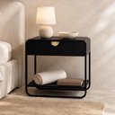 Ver imagem 1 de Mesa de Cabeceira Industrial Orgânico 1 Gaveta Alek A03 Nero Preto - Lyam Decor