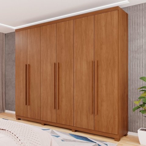 Guarda-Roupa Casal 6 Portas 6 Gavetas com Pés Florianópolis Marrom/Cinamomo