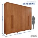 Ver imagem 5 de Guarda-Roupa Casal 6 Portas 6 Gavetas com Pés Florianópolis Marrom/Cinamomo