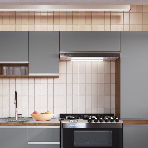 Armário Aéreo para Cozinha 1 Porta Basculante Athena Cinza/Freijo